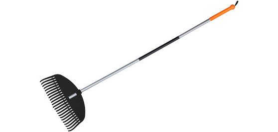 Balai à feuilles TQ, manche métallique, 23 dents