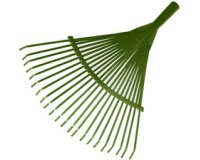 Balai à feuilles sans manche, métal, 22 dents, vert