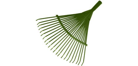 Balai à feuilles sans manche, métal, 22 dents, vert