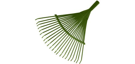 Balai à feuilles sans manche, métal, 22 dents, vert