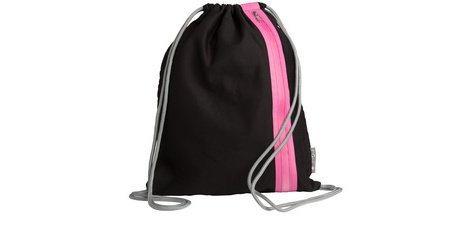 Sac de sport à cordelette 'Go', noir / rose foncé