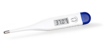 Thermomètre, pointe fixe, blanc/bleu