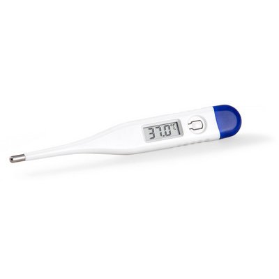 Thermomètre, pointe fixe, blanc/bleu