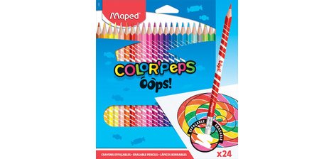 Crayons de couleur COLOR'PEPS, effaçable, étui de 24