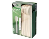 Cuillère en papier blanc - Lot de 100