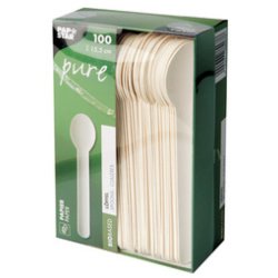 Cuillère en papier blanc - Lot de 100