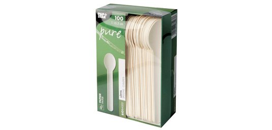 Cuillère en papier blanc - Lot de 100