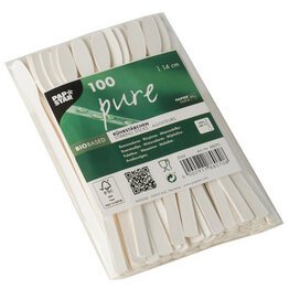 Touillette en papier 'pure', longueur: 140 mm, blanc