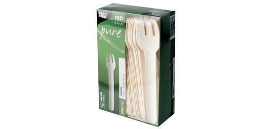Fourchette en papier  blanc - Lot de 100
