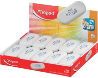 Gomme plastique Epure, ovale, blanc, présentoir de 20