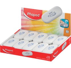 Gomme plastique Epure, ovale, blanc, présentoir de 20