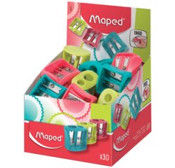 Taille-crayon double Vivo, plastique, présentoir de 30