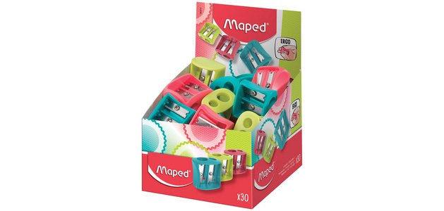 Taille-crayon double Vivo, plastique, présentoir de 30