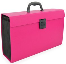 Trieur valisette, A4, 19 compartiments, rose vif