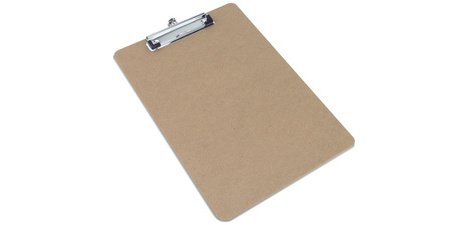 Clipboard, particle board, with clip, brown