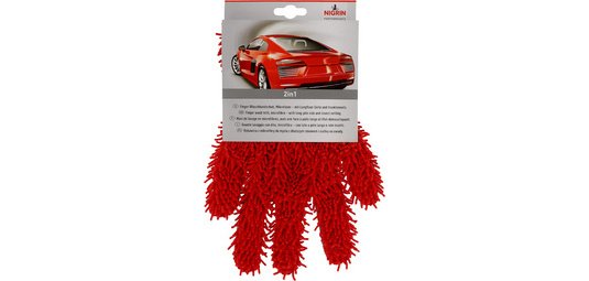 Gant de lavage avec doigts Performance, rouge