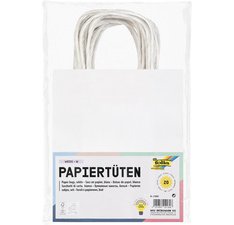 Sac en papier kraft, 125 x 50 x 150 mm, blanc