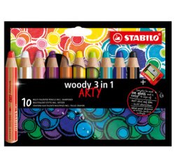 Crayon multi-talents woody 3en1, étui de 10 ARTY