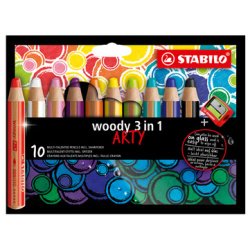 Crayon multi-talents woody 3en1, étui de 10 ARTY