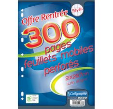 Feuillets mobiles perforés, A4, séyès