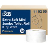 TORK Papier toilette en mini-rouleau Jumbo, 3 plis, blanc