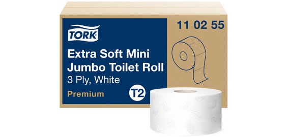 TORK Papier toilette en mini-rouleau Jumbo, 3 plis, blanc