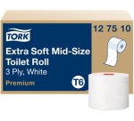 TORK Papier toilette rouleau Midi, 3 couches, 70 m, blanc