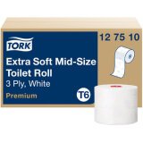 TORK Papier toilette rouleau Midi, 3 couches, 70 m, blanc