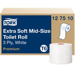 TORK Papier toilette rouleau Midi, 3 couches, 70 m, blanc