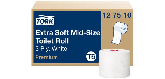 TORK Papier toilette rouleau Midi, 3 couches, 70 m, blanc