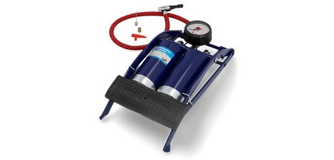 Two-cylinder foot pump, blue