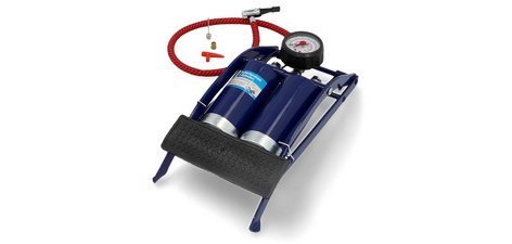 Pompe à pied deux cylindres, bleu