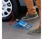 Pompe à pied deux cylindres, bleu