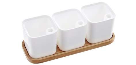 Pot à herbes aromatiques EDEN, set de 3, blanc