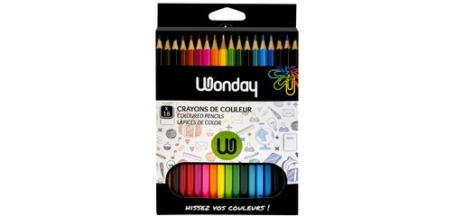 Crayons de couleur, étui carton de 18