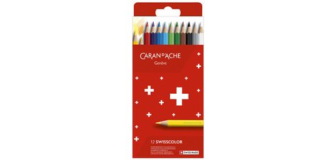 Crayons de couleur SWISSCOLOR,étui carton de 12
