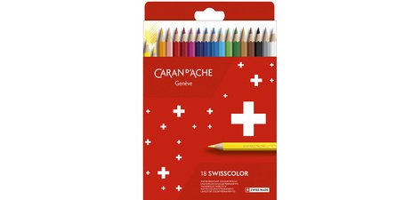 Crayons de couleur SWISSCOLOR,étui carton de 18