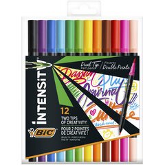 BIC Feutre DUAL BRUSH, 2en1, étui de 12, couleurs assorties