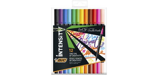 BIC Feutre DUAL BRUSH, 2en1, étui de 12, couleurs assorties