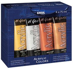 Peinture acrylique el Greco Acrylic Metallic, set de 4
