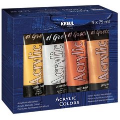 Peinture acrylique el Greco Acrylic Metallic, set de 4