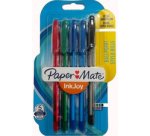 Stylo bille Paper Mate Inkjoy 100 à capuchon pointe moyenne 1 mm - Pochette de 8