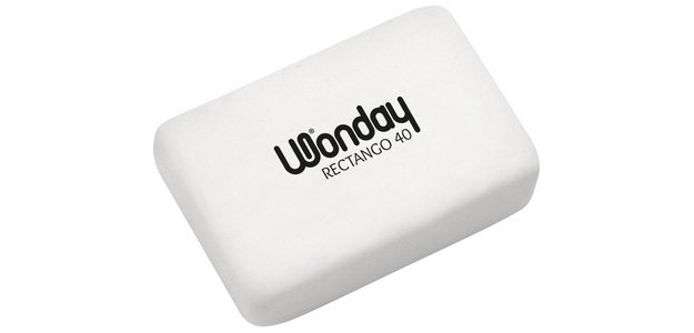Plastic eraser RECTANGO 40, white