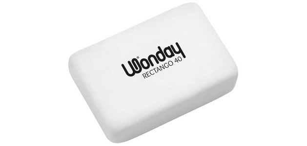 Gomme en plastique RECTANGO 40, blanc