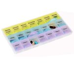 Weekly pill organizer, for 7 days, 4 compartments