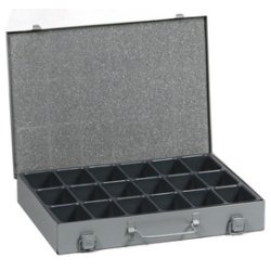 Valise en métal pour petites pièces, avec compartiments fixes EuroPlus Metall 34/18, gris