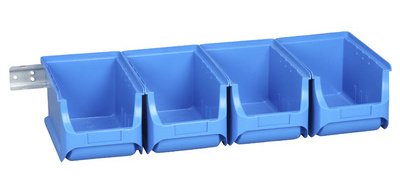 Jeu de 4 bacs à bec avec rail mural ProfiPlus 3/5, bleu