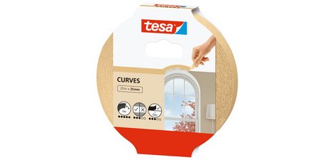 Afplaktape, crêpepapier, 25 mm x 25 mm, beige