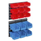 Jeu de 15 bacs à bec avec 2 support muraux ProfiPlus >C< 1+2/17, rouge/bleu