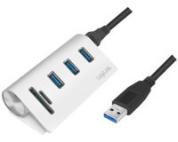 Hub USB 3.0 + kaartlezer, 3 poorten, zilverkleurig